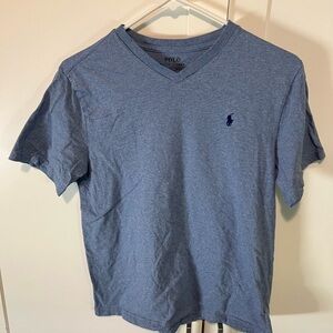 Polo by Ralph Lauren Boy's Heather Blue V-Neck Tee. Size Large.